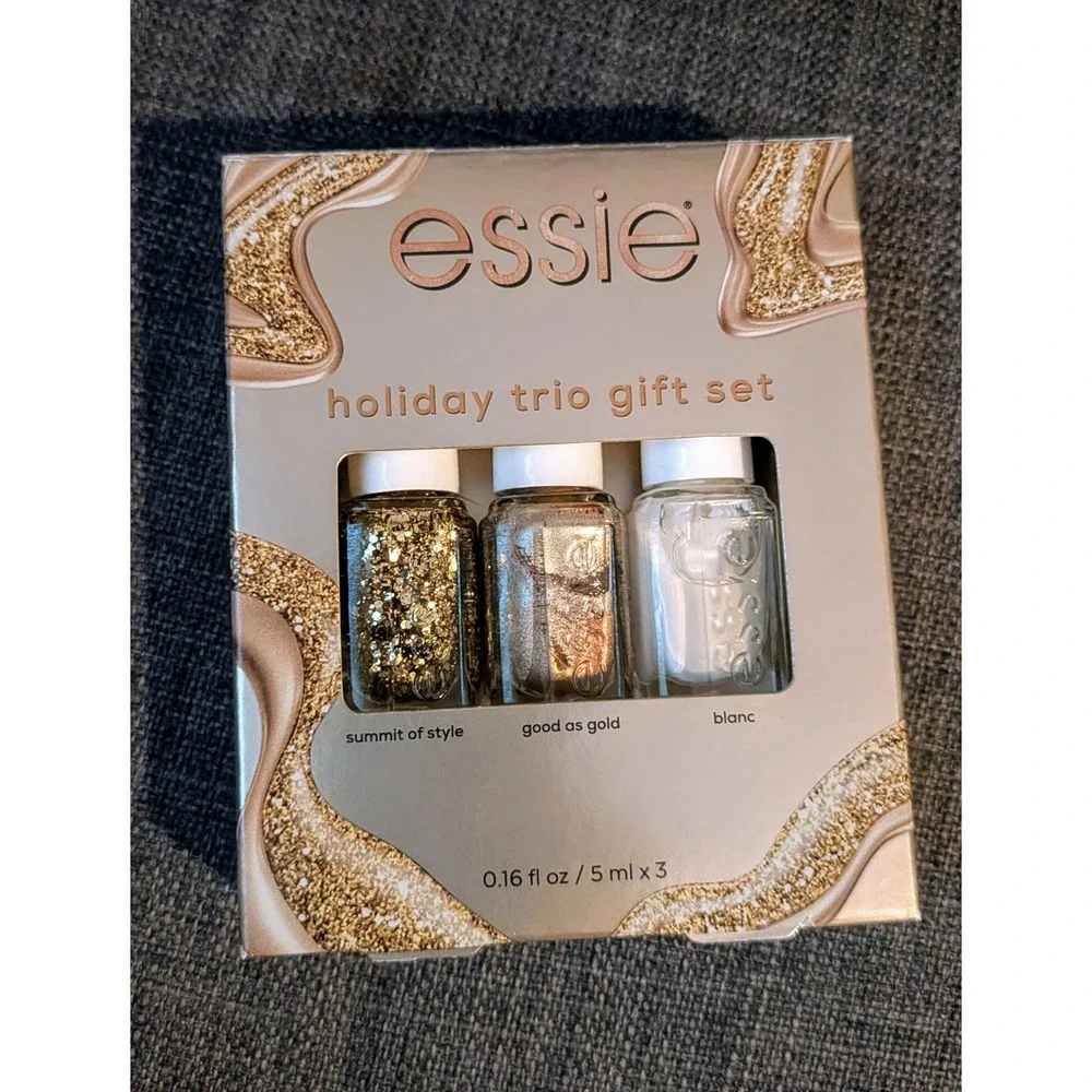 Essie Holiday Trio Gift Set Nail Polish hiSummit of Style Good as Gold‎ Blanc